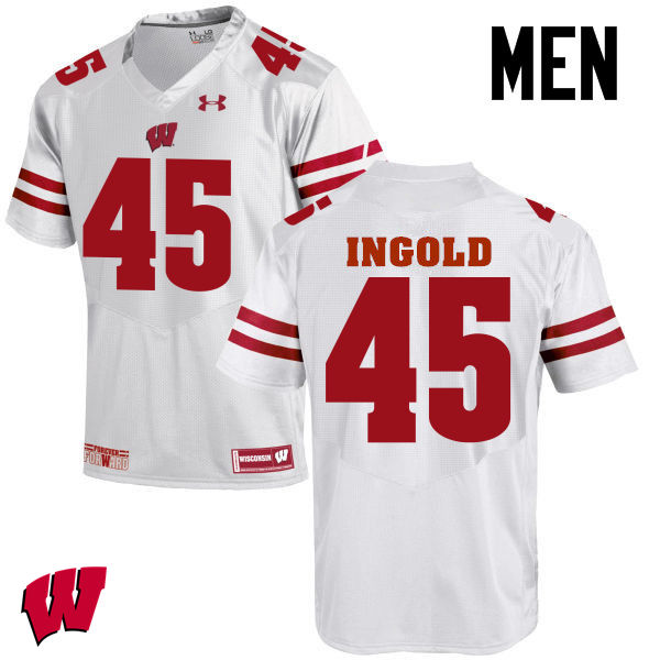 Wisconsin Badgers Men's #45 Alec Ingold NCAA Under Armour Authentic White College Stitched Football Jersey BF40H10QK